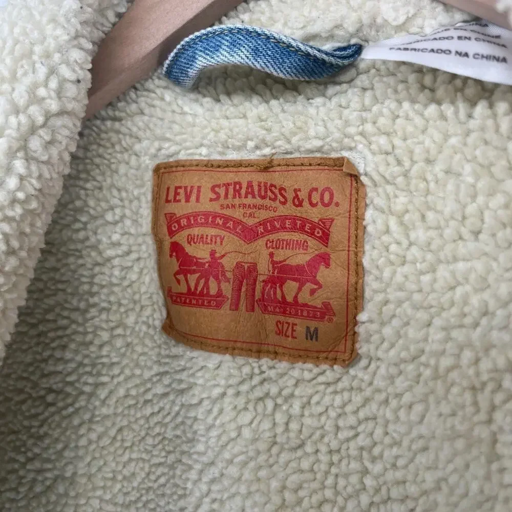 Levi's Light Blue Denim Sherpa Collar Jacket - Picture 4 of 16